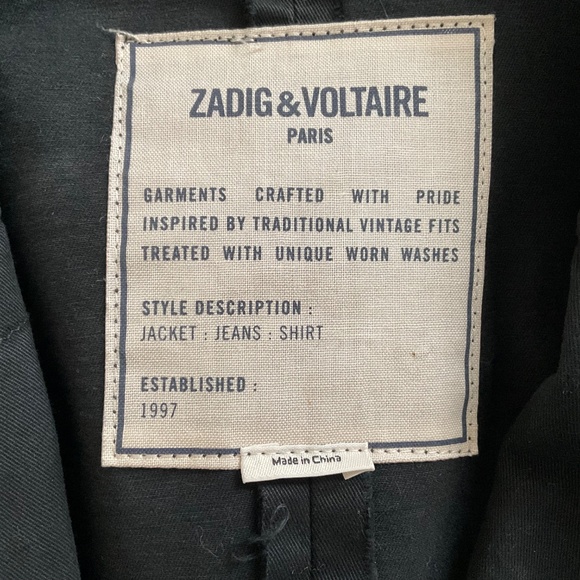 Zadig & Voltaire Virginia Jacket XS Black Grunge Military Till I Die Punk Y2K - Picture 3 of 14